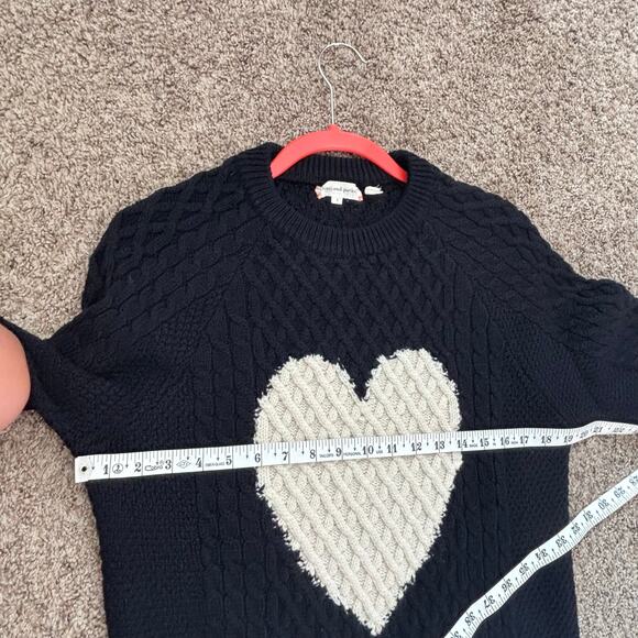 Chinti & Parker Navy Cream Heart Sz S Merino Wool Cable Knit Sweater Minimalist - Picture 11 of 11